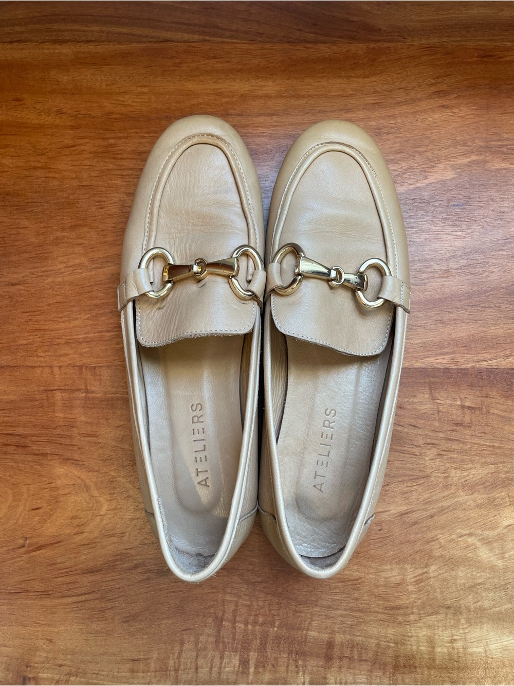 Ateliers Cream Leather Horsebit Loafers